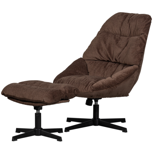 Draaifauteuil Yaro met Hocker - Espresso