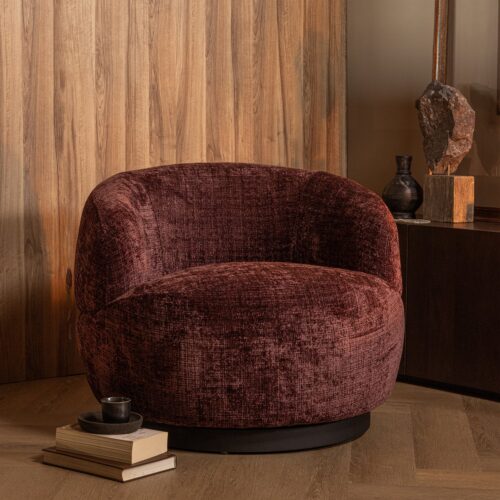 Draaifauteuil Woolly Chenille - Aubergine - Afbeelding 2