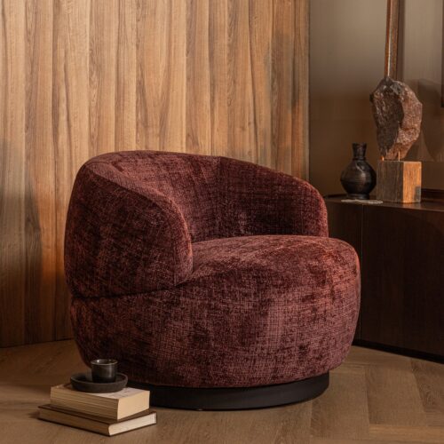 Draaifauteuil Woolly Chenille - Aubergine - Afbeelding 3