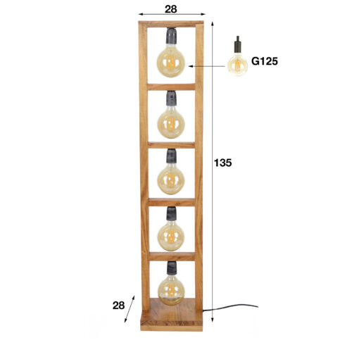 Vloerlamp Modulo Accaciahout - 135cm - Afbeelding 18